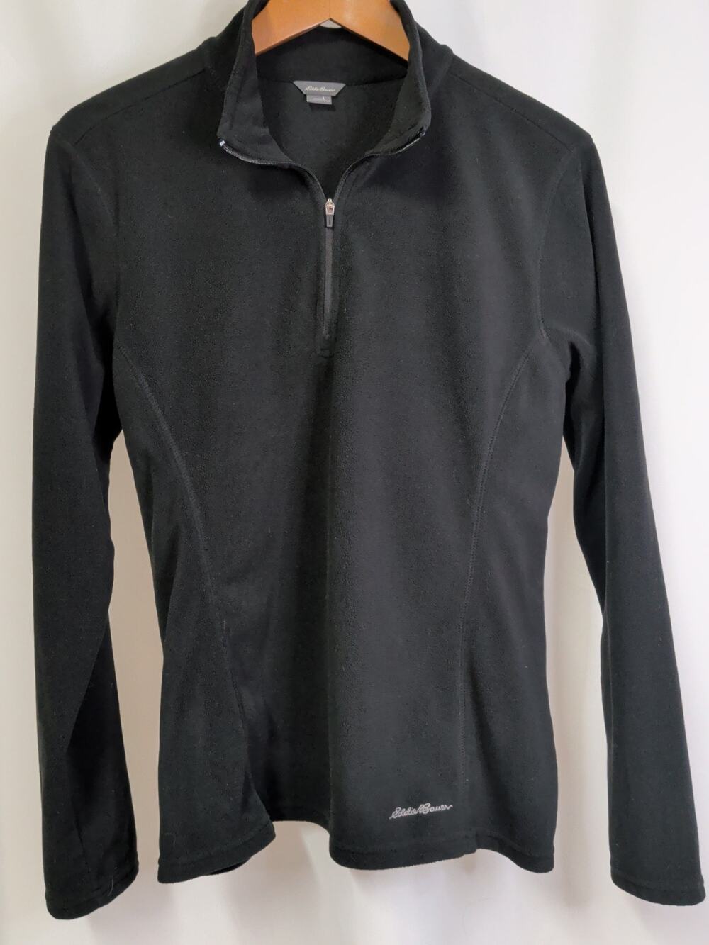 Eddie Bauer Quarter Zip Pullover Black Fleece Women's Large